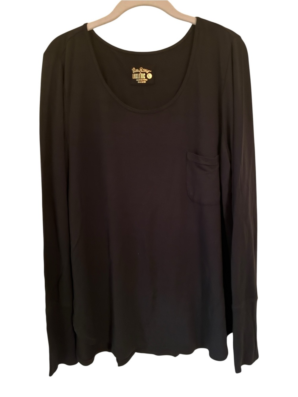 Lilly Pulitzer Luxletic Kerah Long Sleeve Lounge Tee Black Large EUC